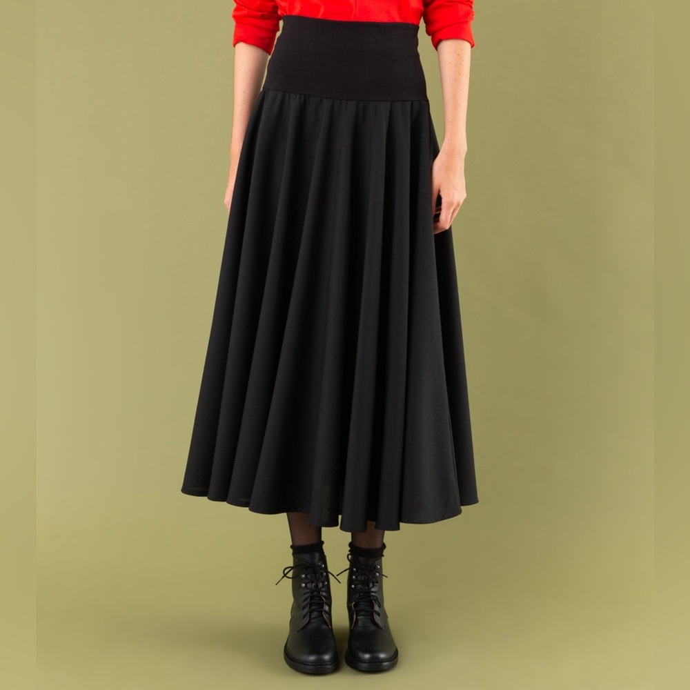 Agnes B. Black A-Line Midi Skirt - Picture 5 of 11
